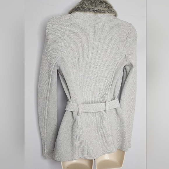 Armani Exchange Gray Faux Fur Collar Cardigan - Picture 3 of 6